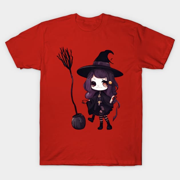 Witchcraft horror anime characters Chibi style +Halloween horror T-Shirt by Whisky1111